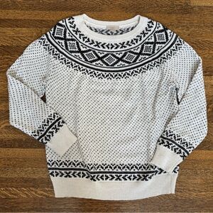 LOFT Black and White Crew Neck Sweater
